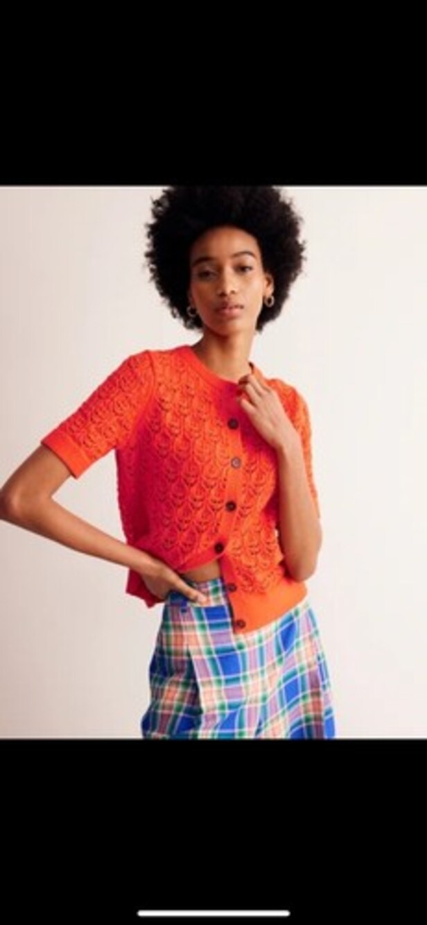 Liz Claiborne Coral Crochet Cardigan SzM Coastal Cottagecore